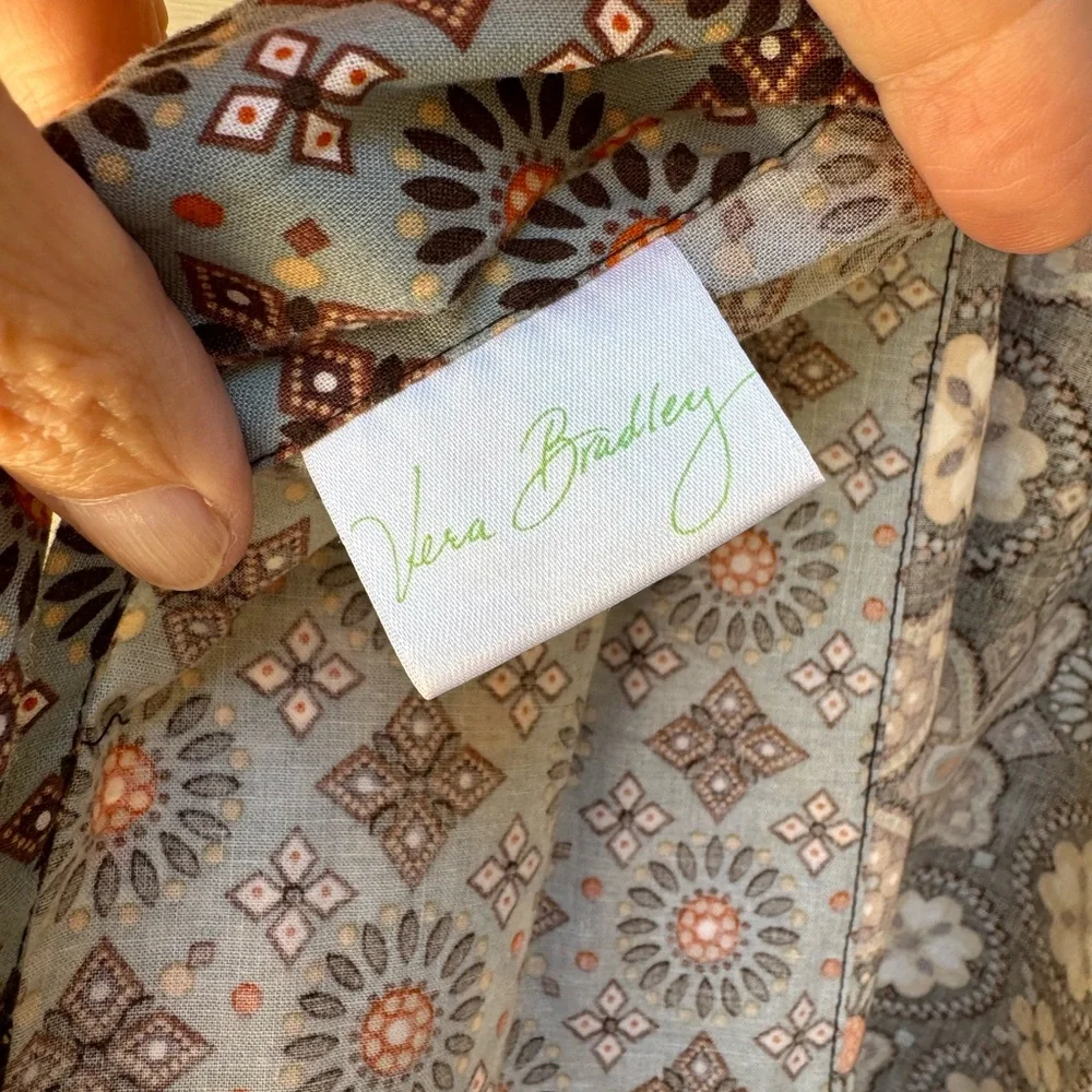 Vera Bradley Canyon Brown Blue What’s Cookin Apron Tie Waist Pockets - Picture 6 of 7
